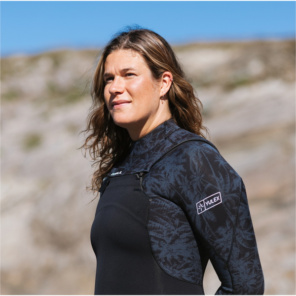 2026 Gul Womens Yulex Flexor 4/3mm Chest Zip Wetsuit FX1226-BKSP - Black / Splaterpalm